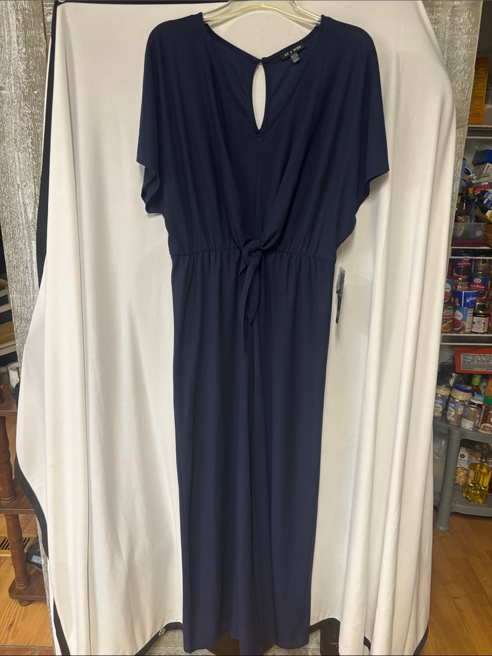 Navy Tie-Waist Jumpsuit